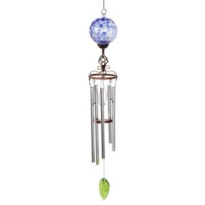 Blue Solar Honeycomb Glass Ball Wind Chime